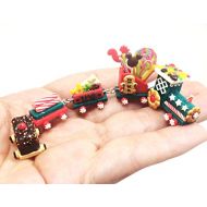 Donlane Christmas locomotive with sweet candy. Dollhouse miniature 1:12