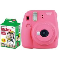 Photo4Less Fujifilm instax Mini 9 Instant Film Camera (Flamingo Pink) + Fujifilm Instax Mini Twin Pack Instant Film (20 Shots)  Deluxe Bundle