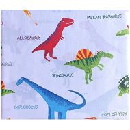 Boy Zone 3pc Dinosaur Twin Sheet Set Colorful Dinos with Names Red Green Blue on White Cotton