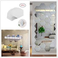 Yusylvia 1set of 12PCS Hexagon Decorative 3D Acrylic Mirror Wall Stickers Living Room Bedroom Home Decor Room Decoration (Bigger)
