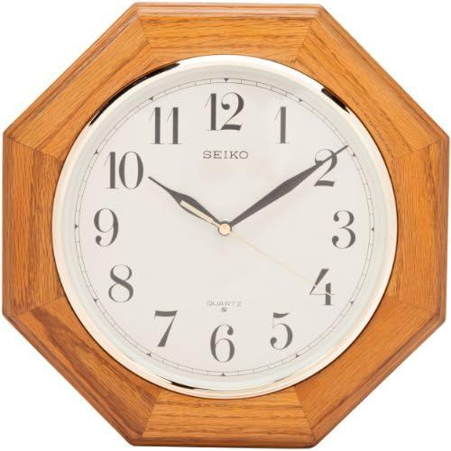 세이코 Seiko Wall Clock Medium Brown Solid Oak Case