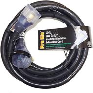 Century Pro Grip 8 Gauge STW 20 Foot Welding Extension Cord 40A-250V With Lighted Ends - Black