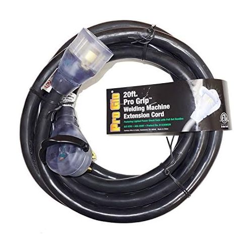  Century Pro Grip 8 Gauge STW 20 Foot Welding Extension Cord 40A-250V With Lighted Ends - Black
