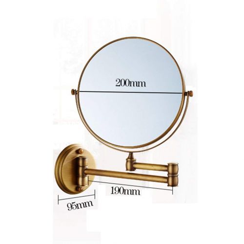  WUDHAO Mirrors with Lights Wall Mounted Folding 8 Inch Vanity Mirror Bathroom Beauty Mirror Rotating Telescopic 3 Times Magnification Copper Double Sided Mirror Makeup Vanity Mirro