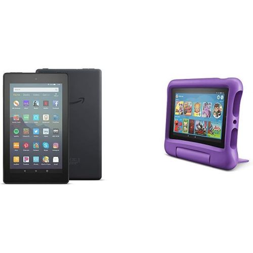  Amazon Fire 7 Family Pack - Fire 7 Tablet (16GB, Black) + Fire 7 Kids Edition Tablet (16GB, Purple)