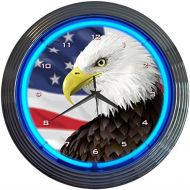 Neonetics Eagle with American Flag Neon Wall Clock, 15-Inch