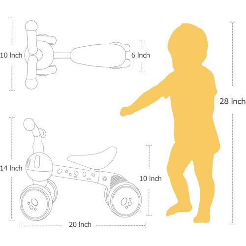  [아마존핫딜][아마존 핫딜] Ancaixin Baby Balance Bikes Children Walker for 10-36 Month, Developmental Bicycle Toys for 1 Year Old Boys Girls, No Pedal Infant 4 Wheels, Toddler Top First Birthday