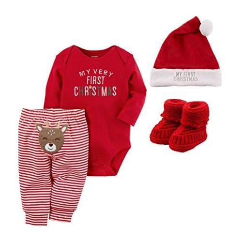  Carter%27s Carters Baby My First Christmas 4 Piece Set with Hat and Booties Unisex