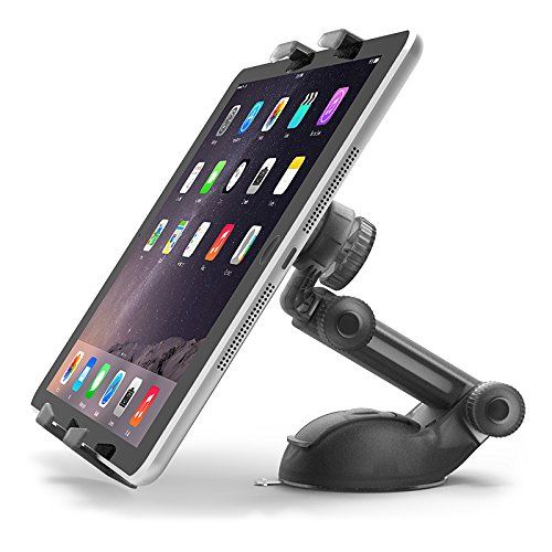  Taby Tablet Car Mount Holder, Dashboard Windshield One Touch Center Mount 360 Rotation & Arm Extension for iPad Mini Air Galaxy Tab Amazon Fire and More (4.5 to 7.4tabs)