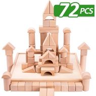 [아마존베스트]IPlay, iPlay, iLearn Kids Wooden Building Block Set, 72 PCS Wood Castle Blocks Kit, Natural Wooden Stacking Cubes, Educational Montessori Toy for Age 3, 4, 5 Year Olds Up, Children, Presc