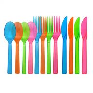 Party Essentials N309048 Medium-Weight Hard Plastic Cutlery Combo Pack, Knives/Forks/Spoons, Assorted Neon, 480 Place Settings (1,440 Pieces)