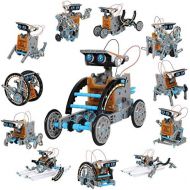 [아마존베스트]DISCOVERY KIDS Mindblown STEM 12-in-1 Solar Robot Creation 190-Piece Kit with Working Solar Powered Motorized Engine and Gears, Construction Engineering Set