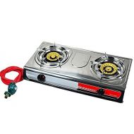 Propane Gas Burner Stainless Steel 20000 BTU with Regulator - National Standard Products (2 Flame)