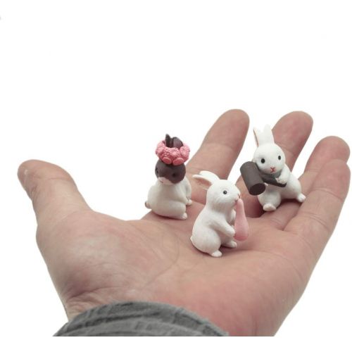  HanYoer 12 pcs Lovely Rabbits Animal Characters Toys Figurines Playset, Garden Cake Decoration, Cake Topper