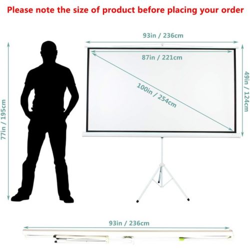  ShowMaven 100 16:9 HD Adjustable Tripod Projector Projection Screen Pull Up Foldable Stand
