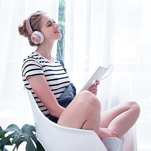  [아마존베스트]AILIHEN MS300 Wired Headphones, Stereo Foldable Headset for iOS Android Smartphone Laptop Tablet PC Computer (Rose Gold)