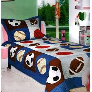 [아마존베스트]Elegant Home Decor Elegant Home Multicolor Sports Soccer Basketball Baseball Football Design 2 Piece Coverlet Bedspread Quilt for Kids Teens Boys # 18-07 (Twin Size)