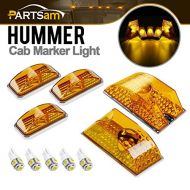 Partsam 5PCS 264160AM Amber Cab Marker Roof Running Lights + 5PCS T10 194 168 W5W White 5-5050-SMD LED Bulbs Compatible with Hummer H2 SUV SUT 2003 2004 2005 2006 2007 2008 2009