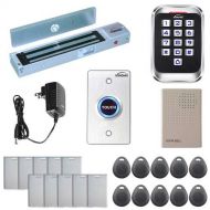 Visionis FPC-5616 One Door Access Control Outswinging Door 600lbs Maglock With VIS-3004 Outdoor Weatherproof Metal Touch KeypadReader Standalone No Software EM Card Compatible 200