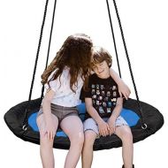 [아마존베스트]SUPER DEAL 40 Waterproof Saucer Tree Swing Set - 360 Rotate° - Attaches to Trees or Existing Swing Sets - Adjustable Hanging Ropes - for Kids, Adults and Teens, 3 Colors (Bright Bl