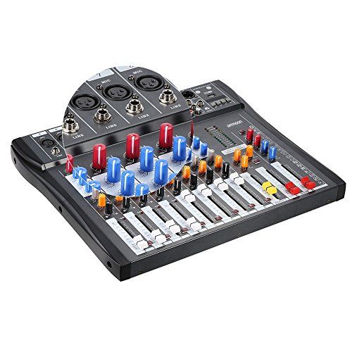  Ammoon ammoon CT80S-USB 8 Channel Digtal Mic Line Audio Mixing Mixer Console with 48V Phantom Power for Recording DJ Stage Karaoke Music Appreciation