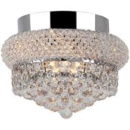 Worldwide Lighting Empire Collection 3 Light Chrome Finish and Clear Crystal Flush Mount Ceiling Light 8 D x 6 H Small