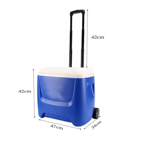  LIYANBWX Portable 28QT 26L Mini Fridge Cooler Chiller and Warmer -Ideal for Home Bedrooms Offices Camping Car Caravan- Can Drinks  Comes with Handle and Wheel（Blue）