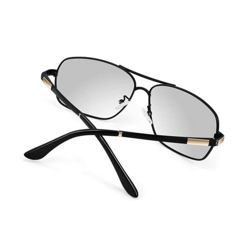 SX Mens Photosensitive Color Metal Sunglasses Sports Riding Sunglasses (Color : Black Silver)