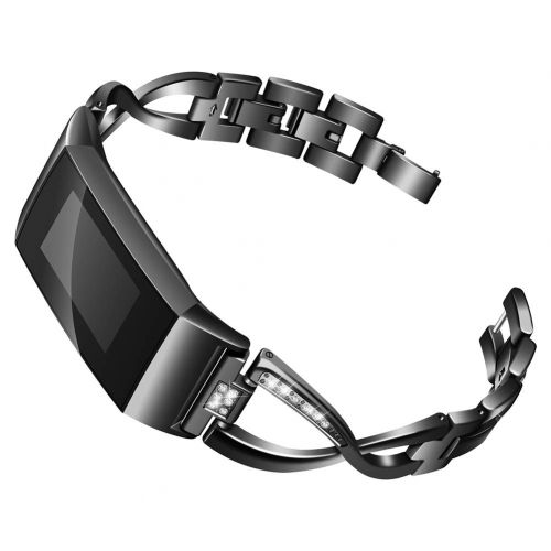  AchidistviQ Big X Strass Uhrenarmband Armband Zubehoer Dekoration fuer Fitbit Charge 3