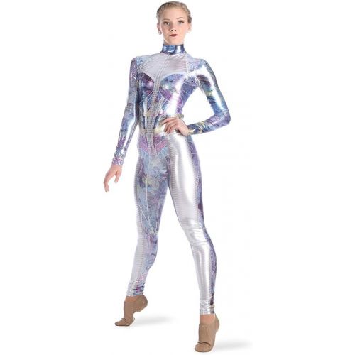  Alexandra Collection Womens Metallic Foil Galaxy Princess Dance Costume Unitard