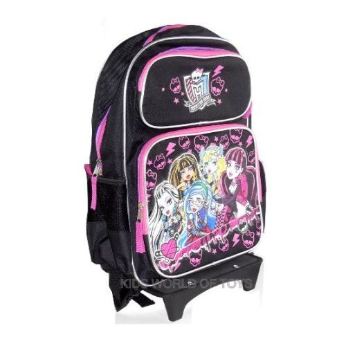  5Star-TD Monster High Rolling Backpack with DETACHABLE Wheeled Trolley- 16 BLACK 05906