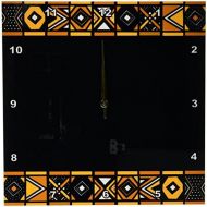 3dRose DPP_76556_3 Brown and Black African Pattern Art of Africa Inspired by Zulu Beadwork Geometric Designs Wall Clock, 15 by 15