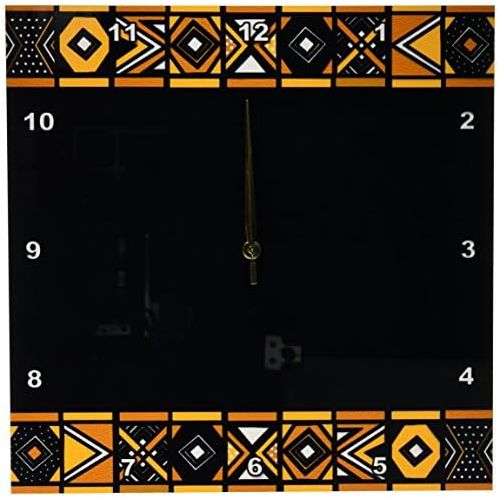  3dRose DPP_76556_3 Brown and Black African Pattern Art of Africa Inspired by Zulu Beadwork Geometric Designs Wall Clock, 15 by 15
