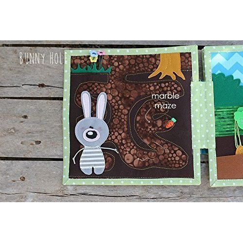  Bunny day Quiet book, Gender neutral Dollhouse, Felt story book for a little bunny doll, Handmade by TomToy, 20x20cm, 6 pages