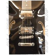 OE30 Oscar Schmidt Hollow Body Electric Guitar by Washburn, Covered Pickups, Ebony, Chrome Tuners