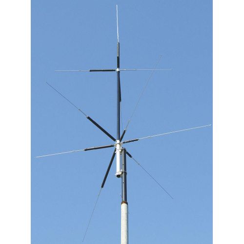  MFJ-2389 Compact 8-Band (80, 40, 20, 15, 10, 6, 2M & 70CM) Vertical HFVHFUHF Antenna - Handles 200W PEP