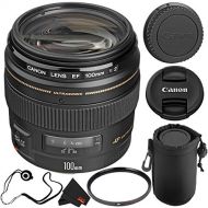6Ave Canon EF 100mm f2 USM Telephoto Prime Lens for Canon EOS Digital SLR Cameras (2518A003) Bundle with Lens Pouch and UV Filter - International Model - No Warranty