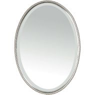 Uttermost 01102 Sherise Oval Brushed Nickel Beaded Wall Mirror