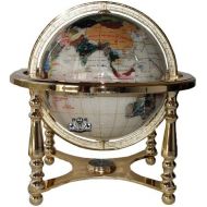 Unique Art Since 1996 Unique Art 21-Inch Tall Pearl Ocean Table Top Gemstone World Globe with 4 Leg Gold Stand