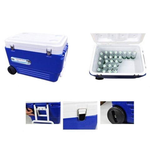  Cooler Box Electric Cool Box - Outdoor Multifunction Freezer with Wheels - - Blue