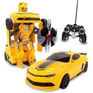 [아마존베스트]Kids RC Toy Sports Car Transforming Robot Remote Control with One Button Transformation, Realistic Engine Sounds, 360 Speed Drifting, Sword and Shield Included Toys For Boys 1:14 S