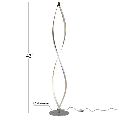  Brightech Twist - Modern LED Living Room Floor Lamp - Bright Contemporary Standing Light - Built in Dimmer Switch with 3 Brightness Settings - Cool, Futuristic Lighting - Silver