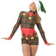 Alexandra Collection Womens Christmas Holiday Elf Dance Costume Biketard