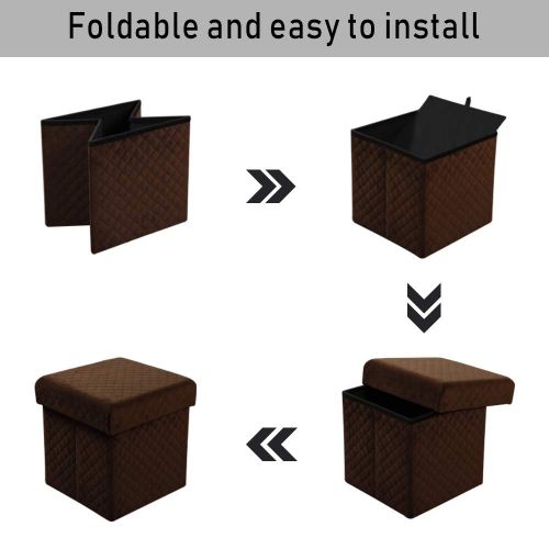  LINLUX Foldable Storage Ottoman Velvet Tufted Square Cube Foot Rest Stool/Seat (Black, 14.9 L x 14.9 W x 15.7 H)