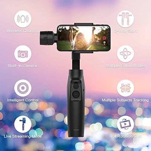  Moza MOZA AirCross 3 Axis Gimbal Ultra-Lightweight Portable Handheld Stabilizer for Mirrorless Cameras up to 1800g3.9lb Support Unlimited Power Source Long-Exposure Timelapse Auto-Tuni