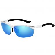 /SX Aluminum-Magnesium Half-Frame Mens Polarized Sunglasses Riding Sports Mirror (Color : Ice Blue)