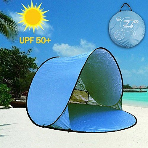  Aigo aigo Easy Set-up Beach Tent Automatic Pop Up Instant Beach Shade Portable Outdoors Portable Family Sun Shelter with Carry Case (for 2-3persons)
