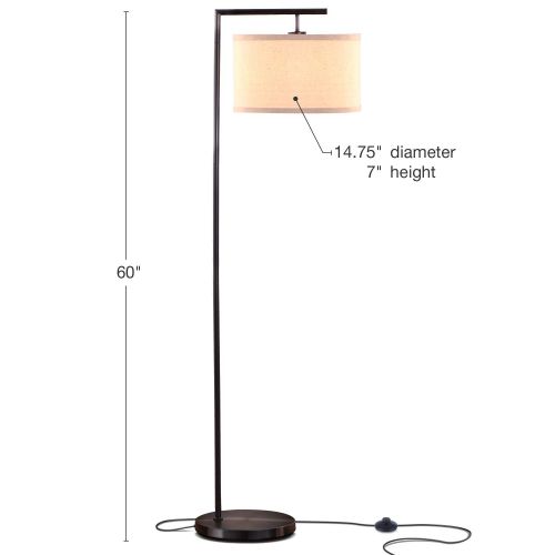  Brightech Montage Modern - LED Floor Lamp for Living Room- Standing Accent Light for Bedrooms, Office - Tall Pole Lamp with Hanging Drum Shade - Antique Brass