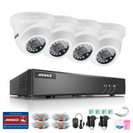 ANNKE 8CH Security Camera System 1080P Lite HD TVI Surveillance DVR with 4 x 720P 1.0MP IndoorOutdoor Camera, Super Night Vision, IP66 Weatherproof, No HDD