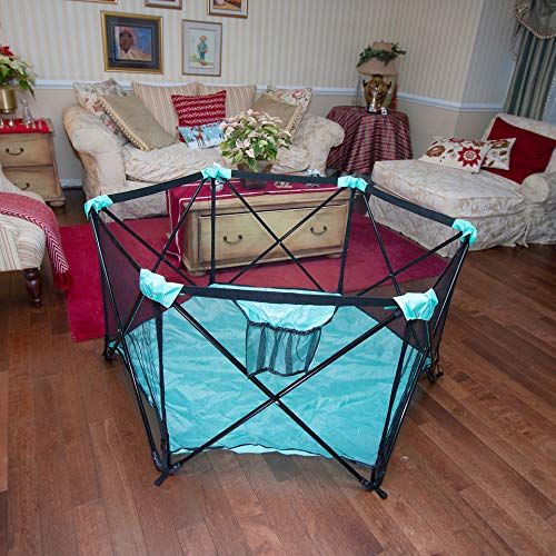  BigLittles Blue Portable Pop and Play, Playpen for Baby, Babies, Toddler and Childs! Playard with 6 Panels, for Indoor and Outdoor, Safety Tent for Travel, Super Retractable Playyard, Playpen